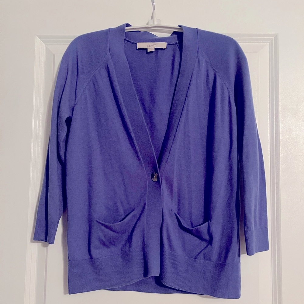 LOFT Cropped Sleeve Cardigan